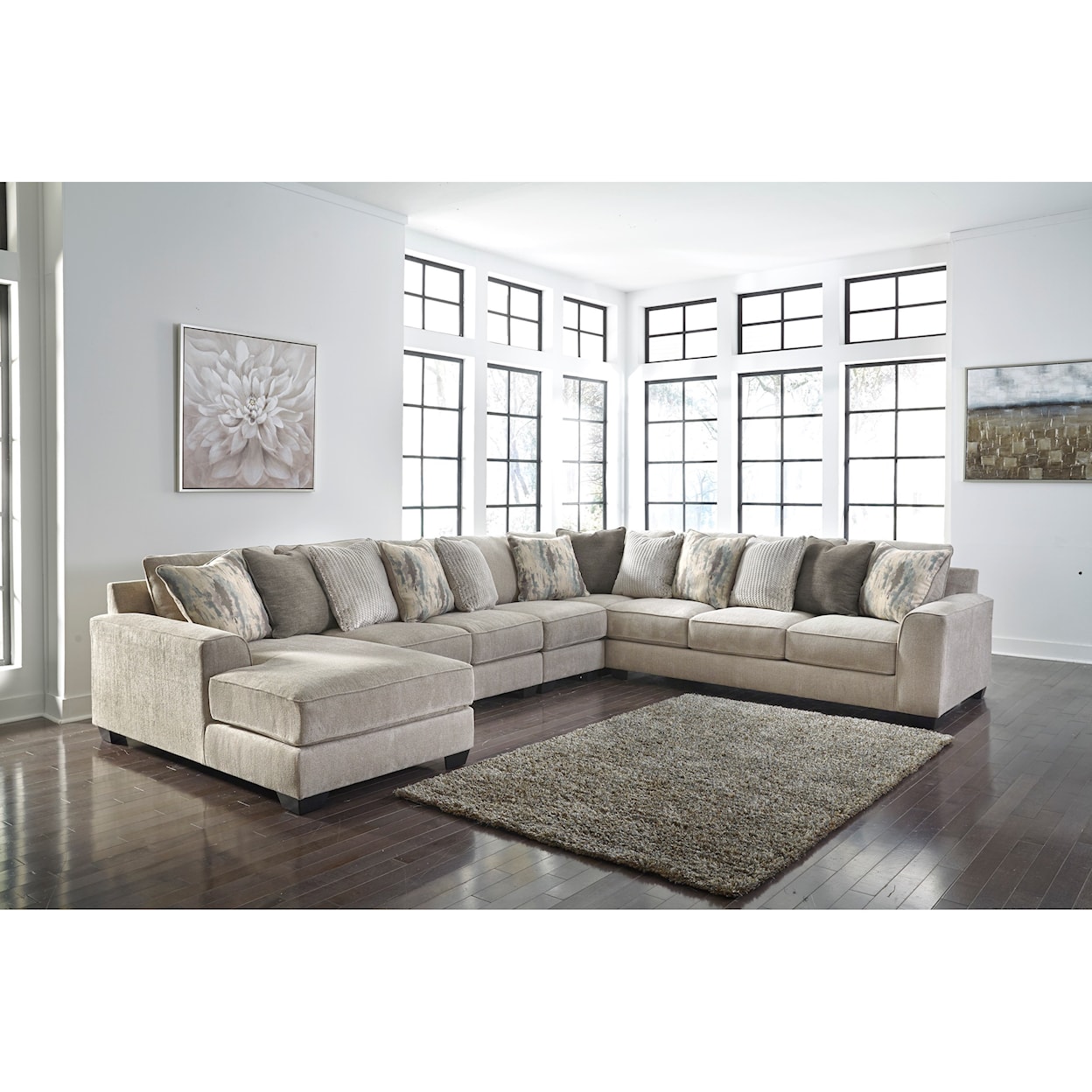 Benchcraft Ardsley 5-Piece Sectional with Left Chaise