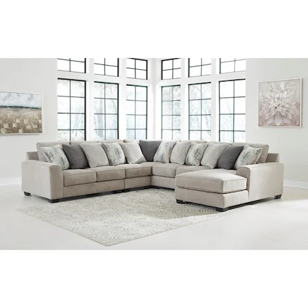 Contemporary 5-Piece Sectional with Right Chaise