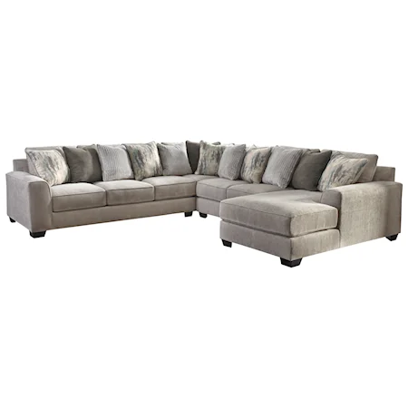 Contemporary 4-Piece Sectional with Right Chaise