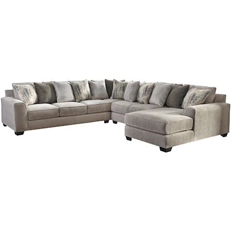 Contemporary 4-Piece Sectional with Right Chaise
