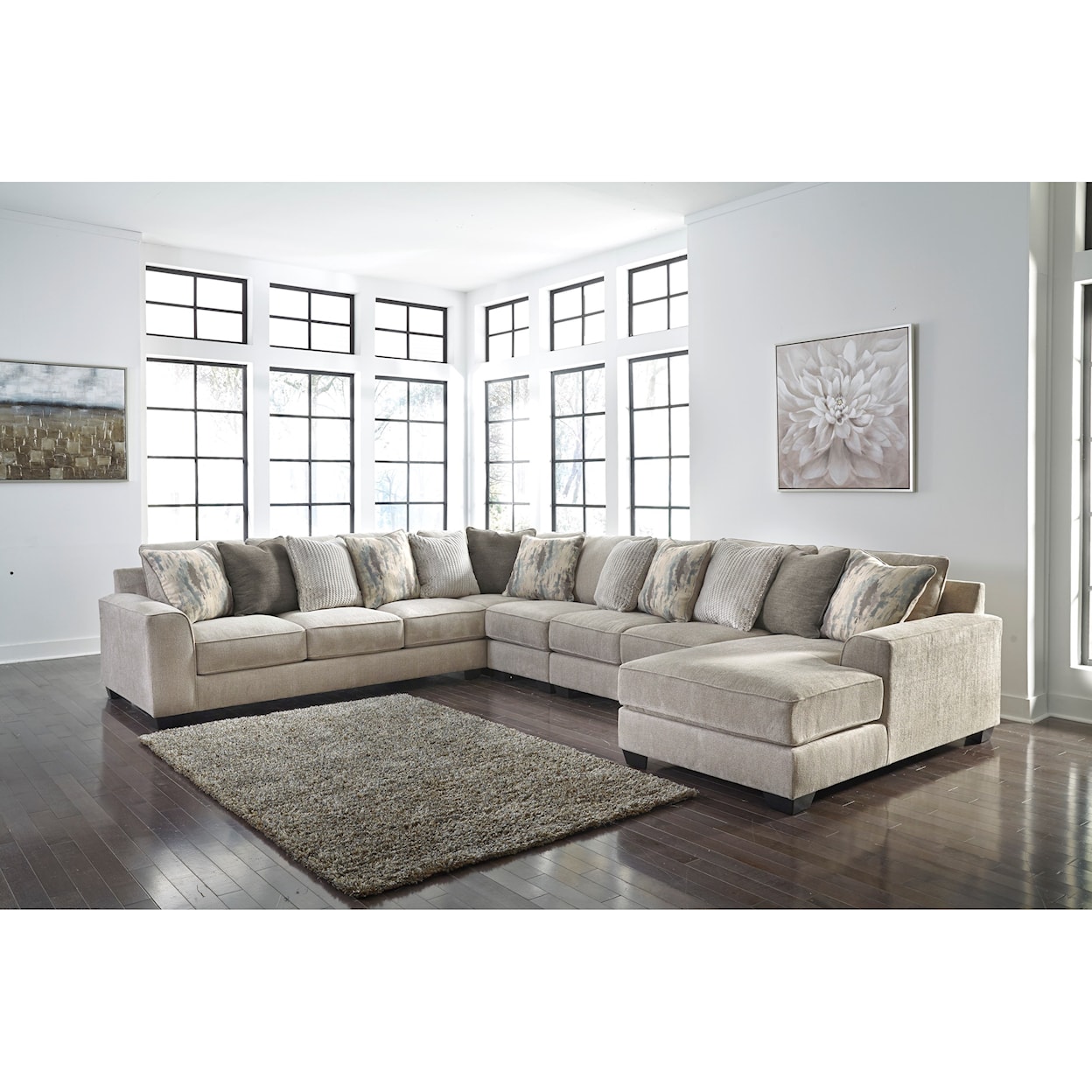 Ashley Furniture Benchcraft Ardsley 5-Piece Sectional with Right Chaise