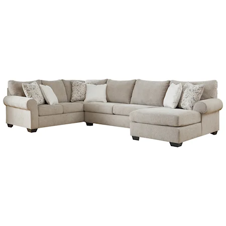Transitional 3-Piece Sectional with Right Chaise