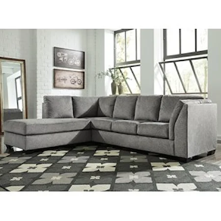 2-Piece Sectional with Left Chaise in Gray Fabric