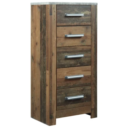 Rustic Narrow Chest with Concrete-Look Top