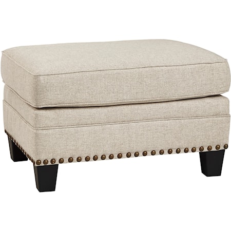 Transitional Ottoman with Nailhead Trim