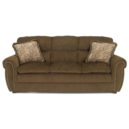 Sofa with Rolled Arms and Pillow Top Seating