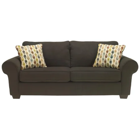 Casual Queen Sofa Sleeper with Large Scale Rolled Arms