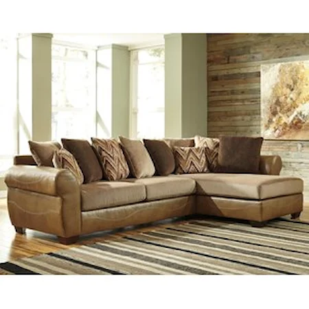 2-Piece Sectional with Right Chaise and Loose Back Pillows