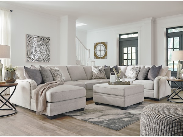 5pc Sectional and ottoman