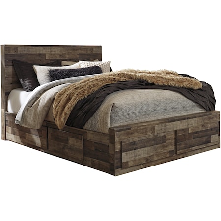 Rustic Modern Queen Storage Bed with 6 Drawers