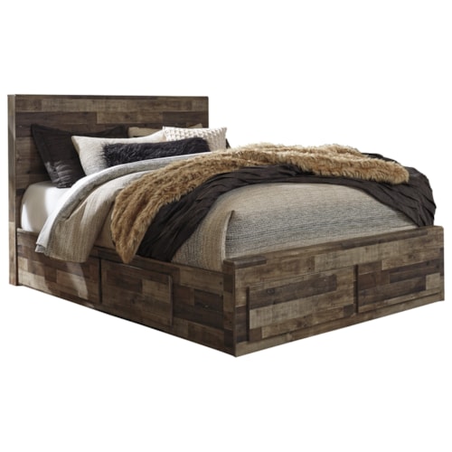 Rustic Modern Queen Storage Bed with 6 Drawers