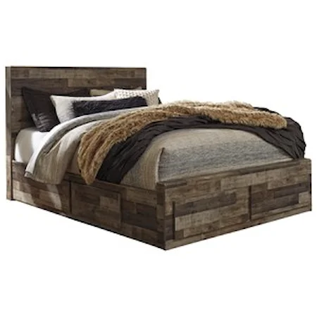 Rustic Modern Queen Storage Bed with 6 Drawers