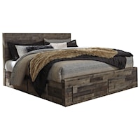 Rustic Modern King Storage Bed with 6 Drawers