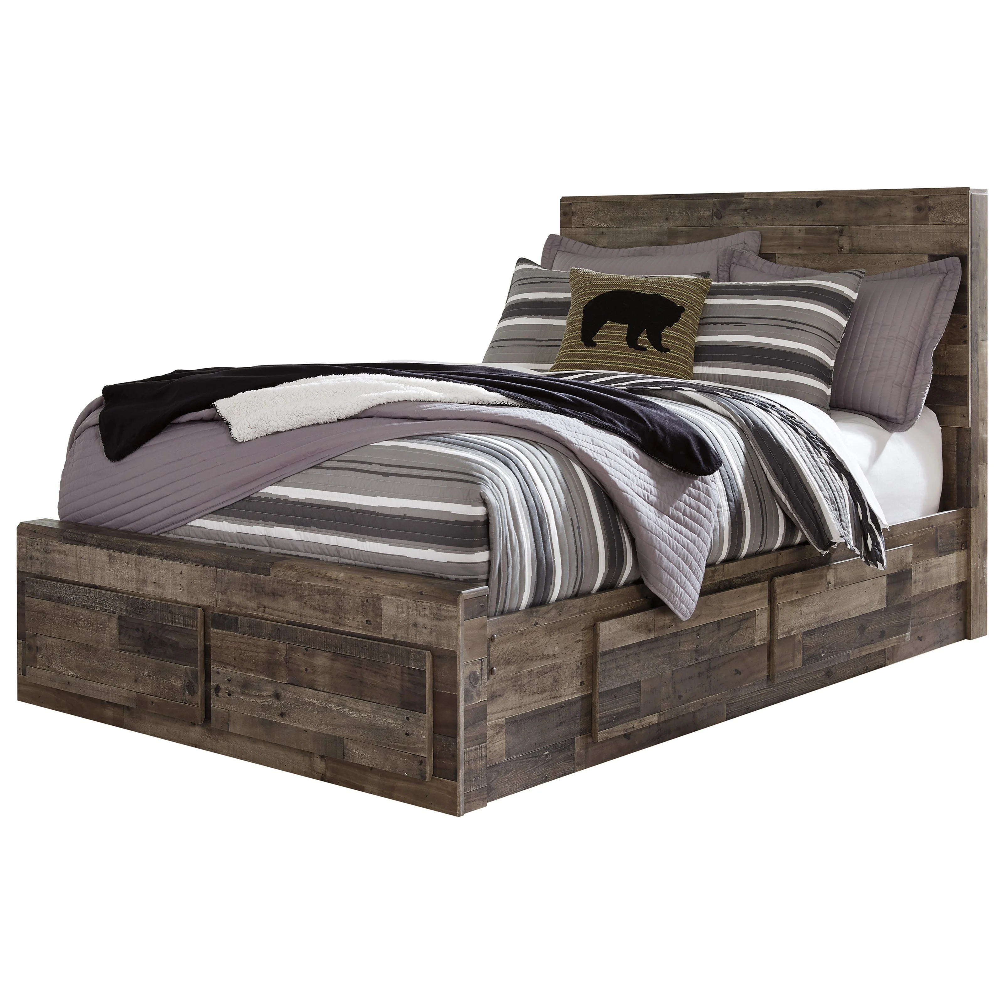 Benchcraft Derekson B200B10 Rustic Modern Full Storage Bed with 6
