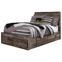 Rustic Modern Full Storage Bed with 6 Drawers