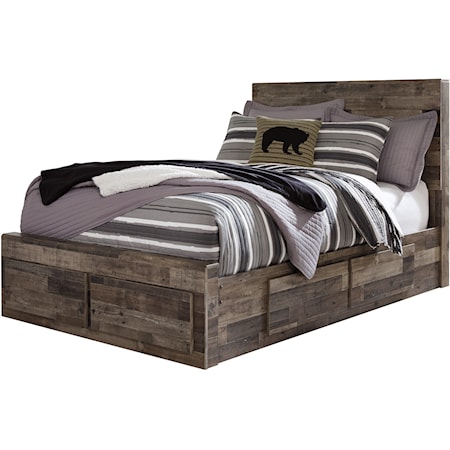 Rustic Modern Full Storage Bed with 6 Drawers