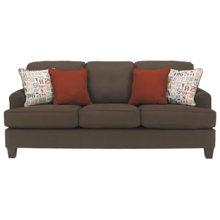 Contemporary Queen Sofa Sleeper with T-Cushions