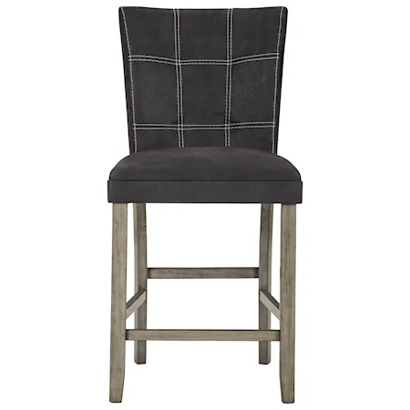Dark Brown Faux Leather Counter Height Upholstered Barstool