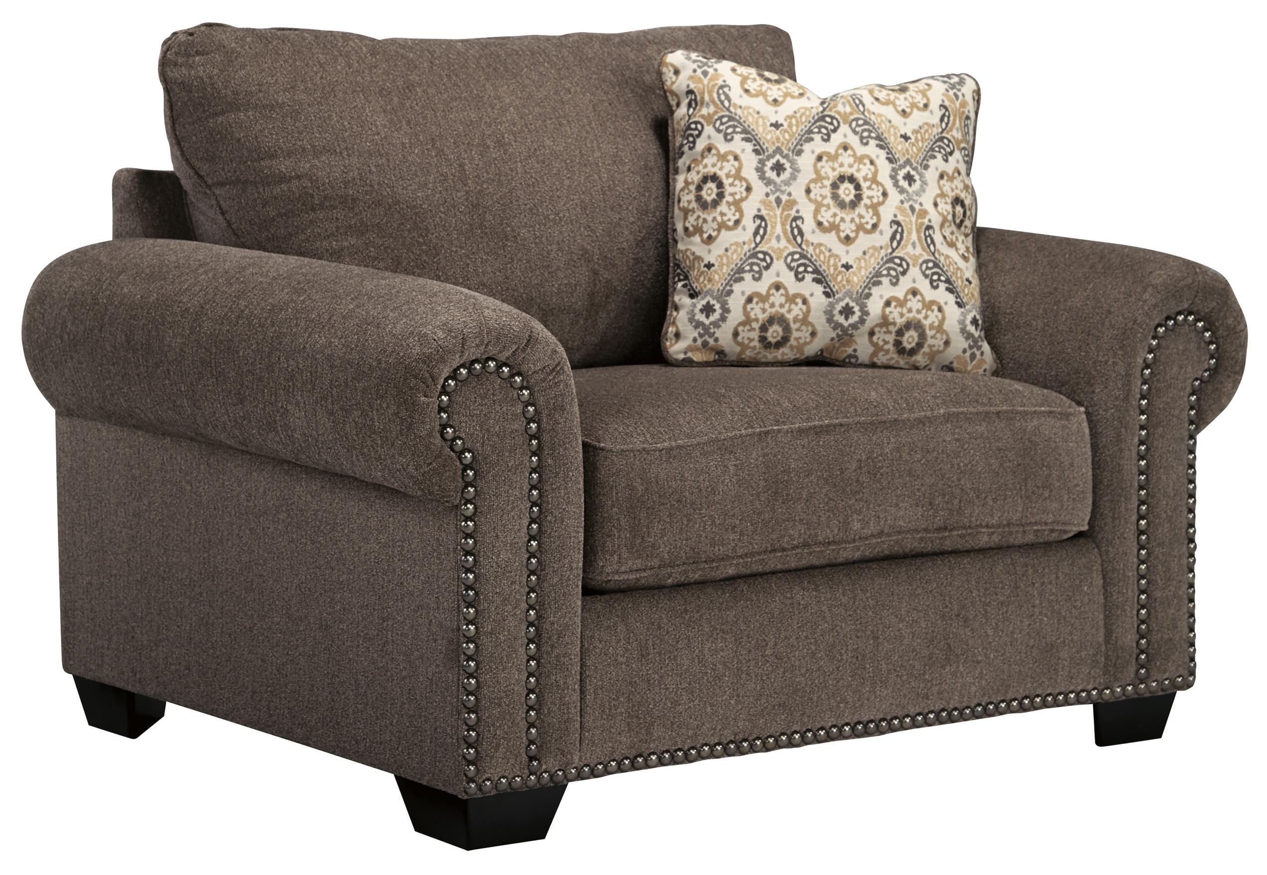 Ashley emelen chenille oversized accent 2025 chair with ottoman in alloy