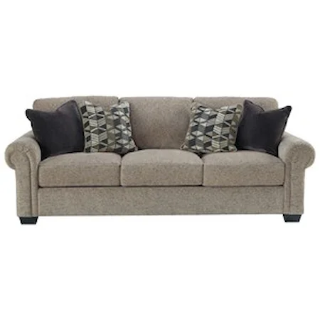 Stationary Sofa with Rolled Arms