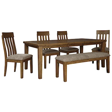 6-Piece Table and Chair Set with Bench