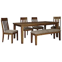 6-Piece Table and Chair Set with Bench