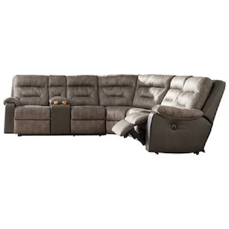 Two-Tone Reclining Sectional with Storage Console