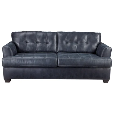 Faux Leather Queen Sofa Sleeper with Tufted Back