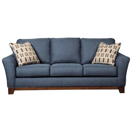 Contemporary Sofa with Front Wood Rail
