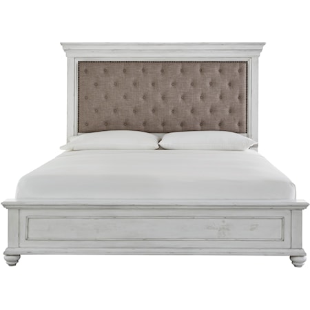 California King Relaxed Vintage King Upholstered Bed with Distressed Finish