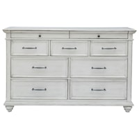 Cottage 9-Drawer Dresser with Distressed Finish