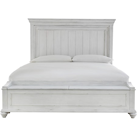 Relaxed Vintage Queen Panel Bed with Storage Bench