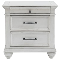 Cottage 3-Drawer Nightstand with Distressed Finish