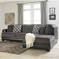2-Piece Fabric/Faux Leather Sectional with Right Chaise
