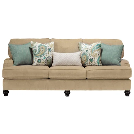 Sofa with Reversible Coil Seat Cushions & English Arms