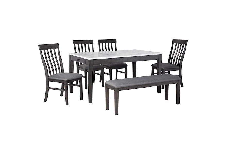 Luvoni 6-Piece Dining Set with Bench by Benchcraft at HomeWorld Furniture