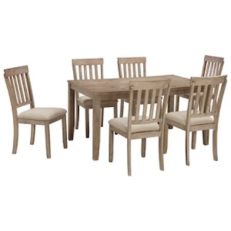 Casual Dining Room Table Set with 6 Chairs