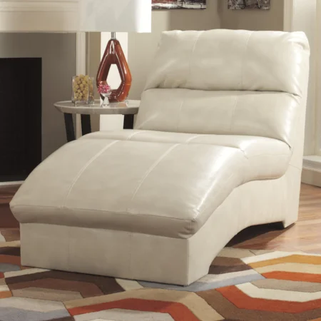 Contemporary Chaise with Bonded Leather Upholstery