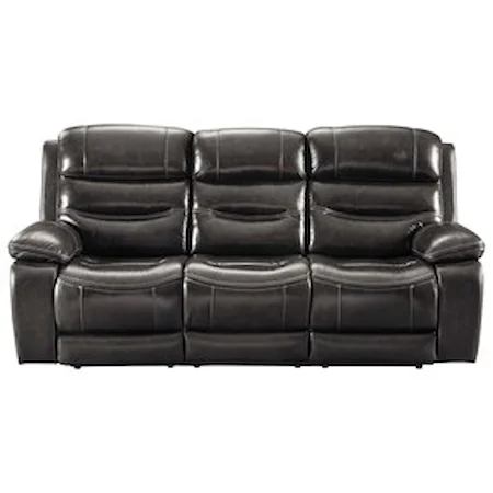 Leather Match Power Reclining Sofa w/ Adjustable Headrests
