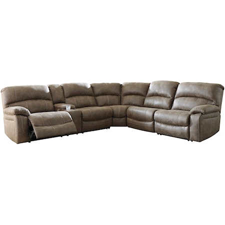 Casual 4-Piece Power Reclining Sectional with USB Ports