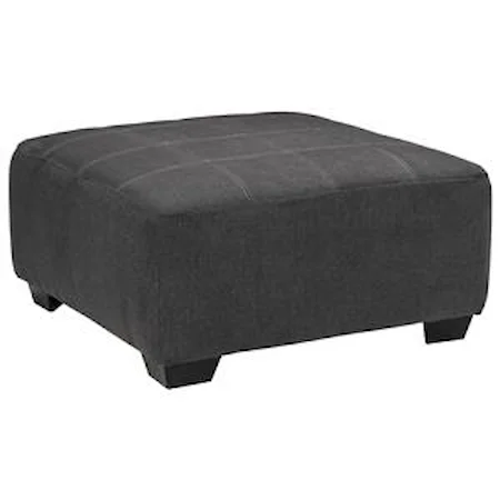 Contemporary Square Oversized Accent Ottoman with Jumbo Stitching