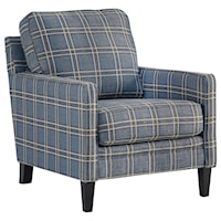 Checker Print Blue Accent Chair