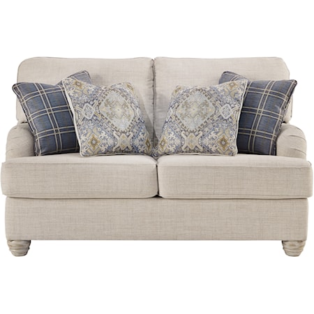 Transitional Loveseat with English Arms