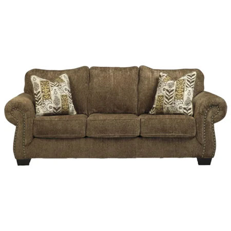Transitional Sofa with Two Throw Pillows