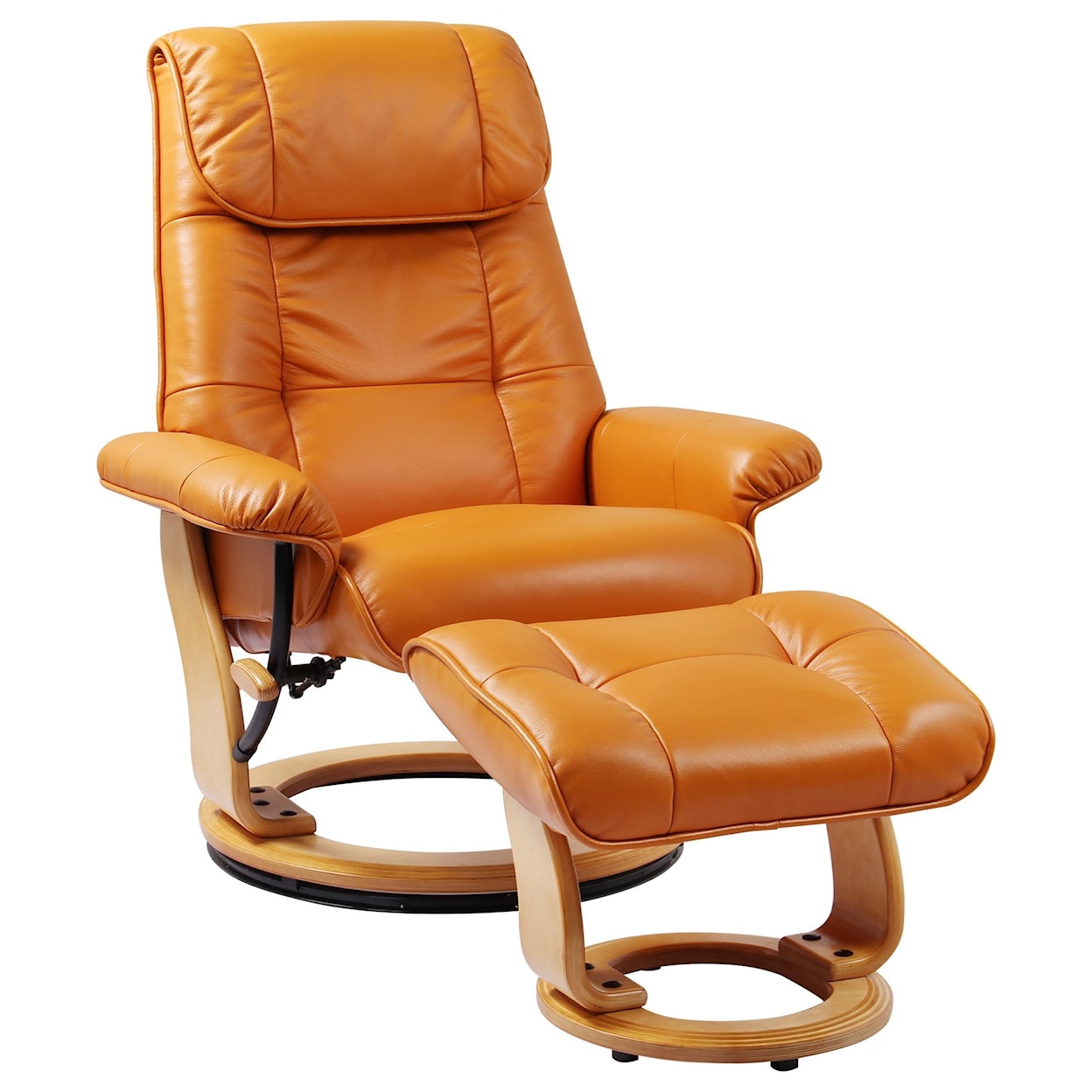 Benchmaster Ventura Reclining Chair and Ottoman w/ Light Wood