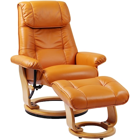 Reclining Chair and Ottoman w/ Light Wood