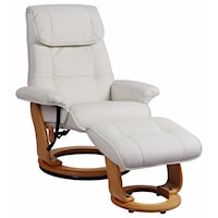 Reclining Chair and Ottoman with Light Wood Finish on Base