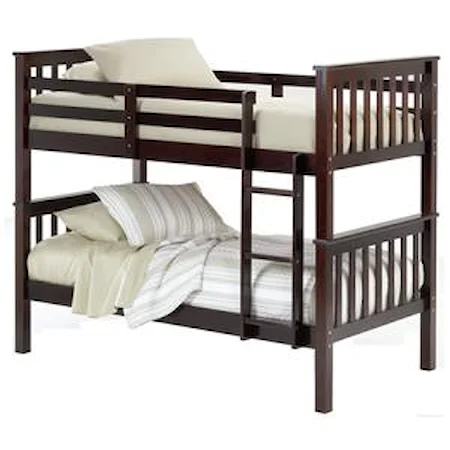 Merlot Finish Twin Bunk Bed