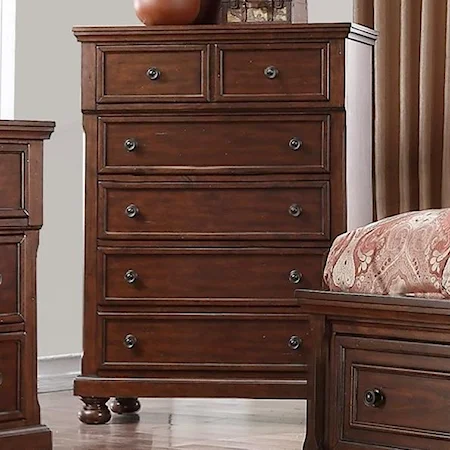 Transitional Cherry 5 Drawer Chest