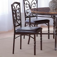 Metal Side Chair with Scroll Detail